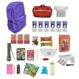 Keep-Me-Safe Children's 72 Hour Survival Kit: Color Options Available | No Masks (Color: Purple)