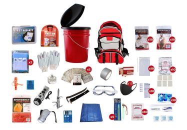 10 Person Survival Kit /5 gallon bucket (72+ Hours) (10 Person Survival  5 Gallon Bucket: 5 Gallon Bucket/ Red Backpack)