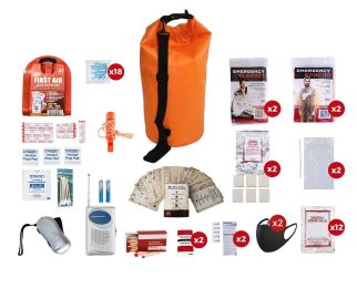 Basic 2 Person Survival  Kit (72+hours) (Bag Option 2 Person: 2 Person Red Waterproof  Dry Bag)