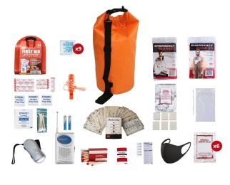 Basic 1 Person Survival Kit (72+hours) (Bag Options 1 Person: 1 Person  Red Waterproof Dry Bag)