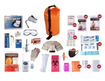 Elite 2 Person Survival kits (72+hours) (Bag Option 2 Person Elite: 2 Person Elite  Red Waterproof Dry Bag)