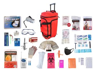 Elite 1 Person Survival Kit (72-hours) (Bag Option 1 Person Elite: Elite 1 Person Red Large Wheel Bag)