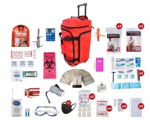 Deluxe 2 Person Survival Kit (72+hours) (Bag Options 2 Person Deluxe: 2 Person  Deluxe Red Large Wheel Bag)